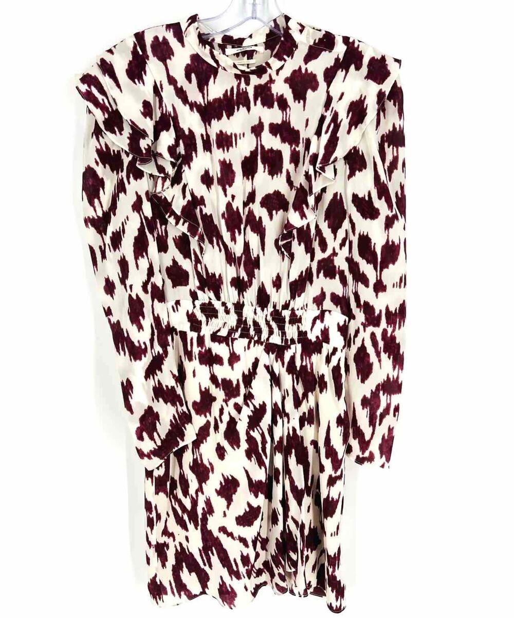Isabel Marant Size 4 White/Purple Print Silk Designer Dress